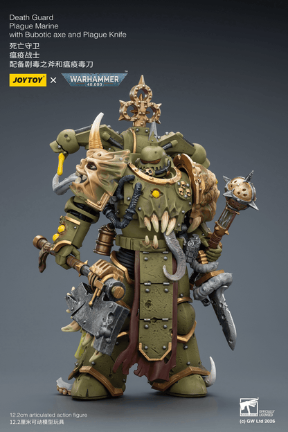 JOYTOY: Warhammer - Death Guard Plague Marine with Bubotic axe and Plague Knife