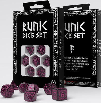 Runic Dice Set: Shimmering Black/Magenta