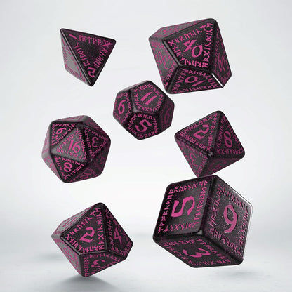 Runic Dice Set: Shimmering Black/Magenta