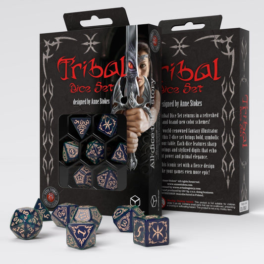 Tribal Dice Set: Blue-Green / Beige