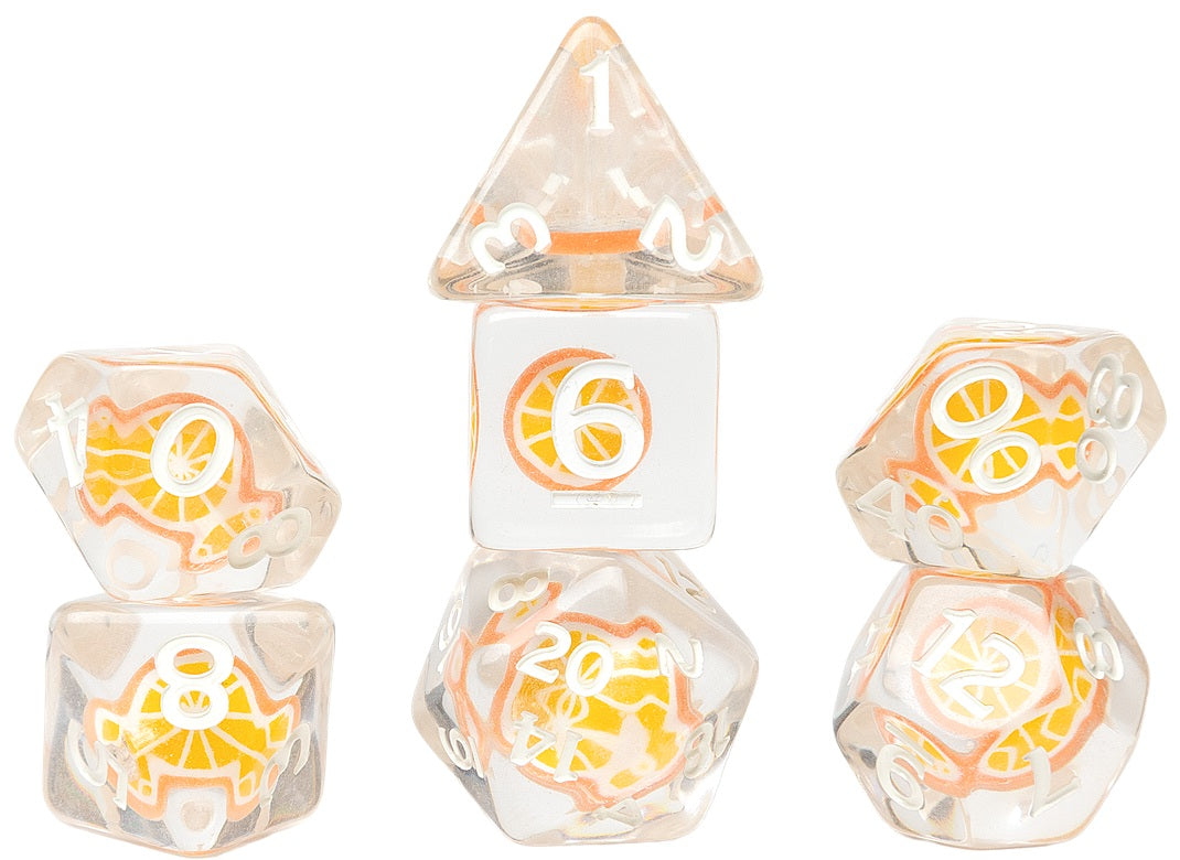 Sirius: 7 Piece Polyhedral Dice Set - Fruit Slice Orange