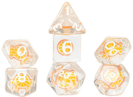 Sirius: 7 Piece Polyhedral Dice Set - Fruit Slice Orange