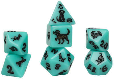 Sirius: 7 Piece Polyhedral Dice Set - Animals Seafoam Shepher