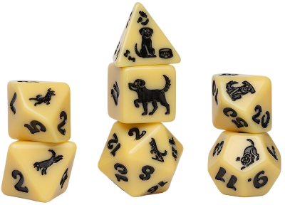 Sirius: 7 Piece Polyhedral Dice Set - Animals Golden Pup