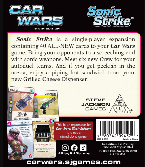 Car Wars (Sixth Edition): Sonic Strike Expansion