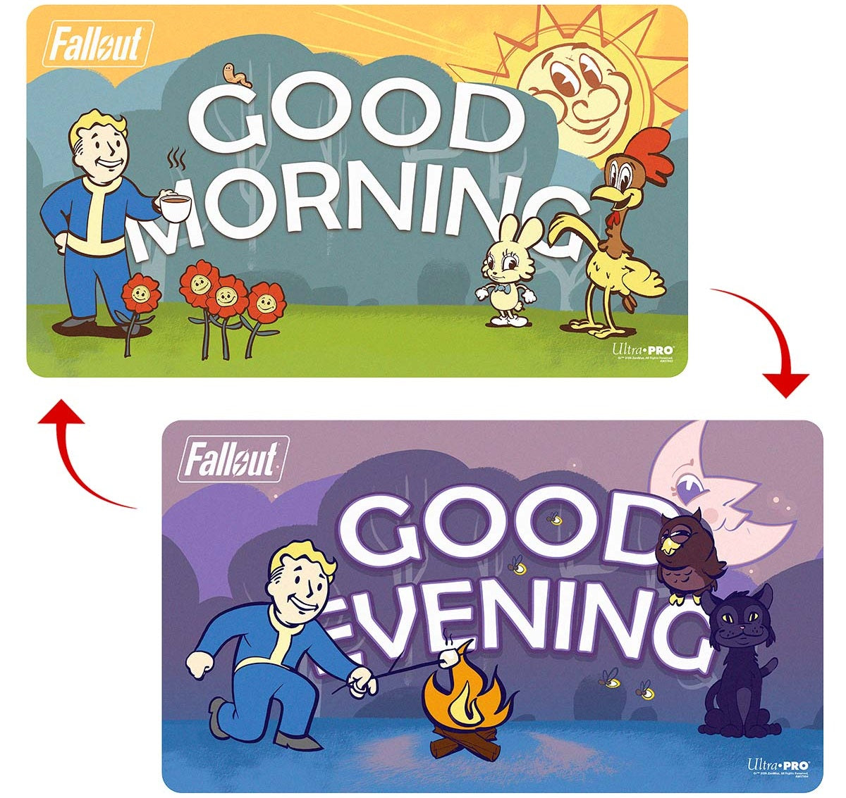 Fallout: Playmat – Vault Boy Good Morning/Good Evening Double Sided