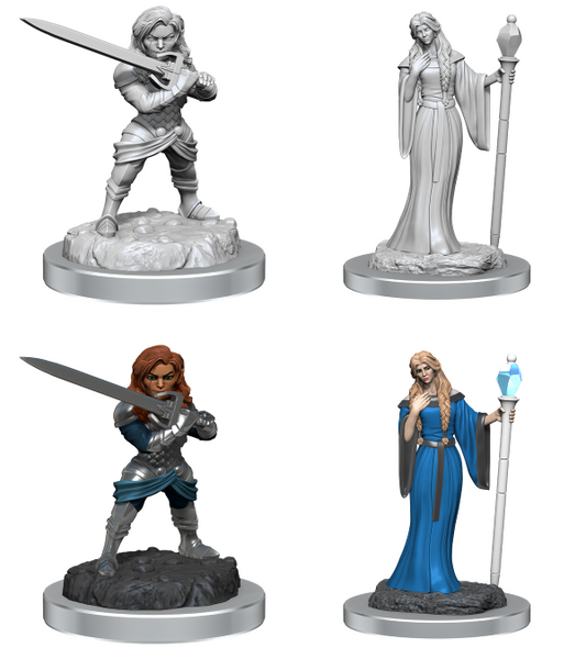 Critical Role Unpainted Miniatures: Wave 3 - Human Wizard Female & Halfling Holy Warrior Female
