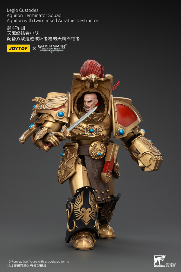 JOYTOY: Warhammer - Horus Heresy Legio Custodes Aquilon Terminator Squad Aquilon With Twin-Linked Adrathic Destructor
