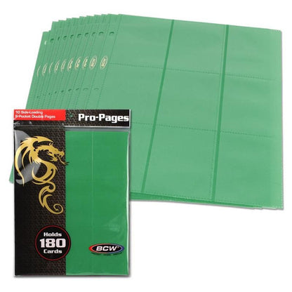 BCW: Side Loading 18-Pocket Pages - Green